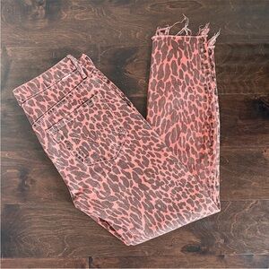 MOTHER Pink Leopard Print Ankle Jeans